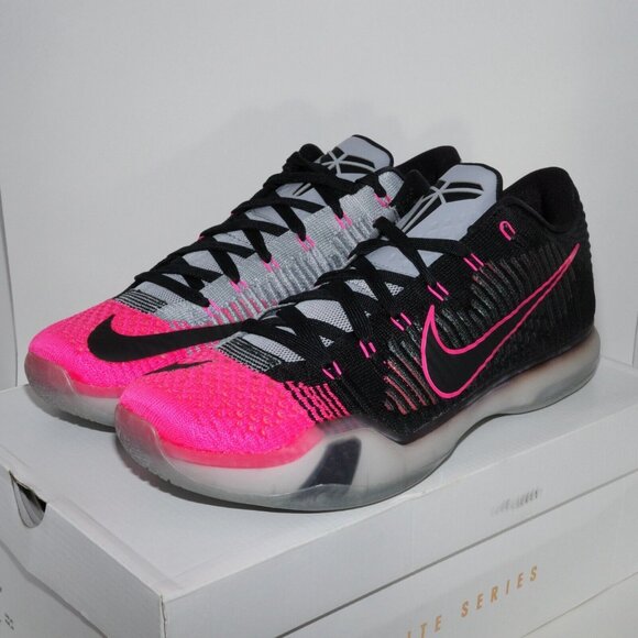 Nike Kobe X 10 Elite Low Mambacurial 747212-010 BlackWolf Grey Pink Flash US 12 - Picture 1 of 11